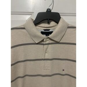 Tommy Hilfiger White Striped‎ Polo Shirt Men's Sz XL Casual Work